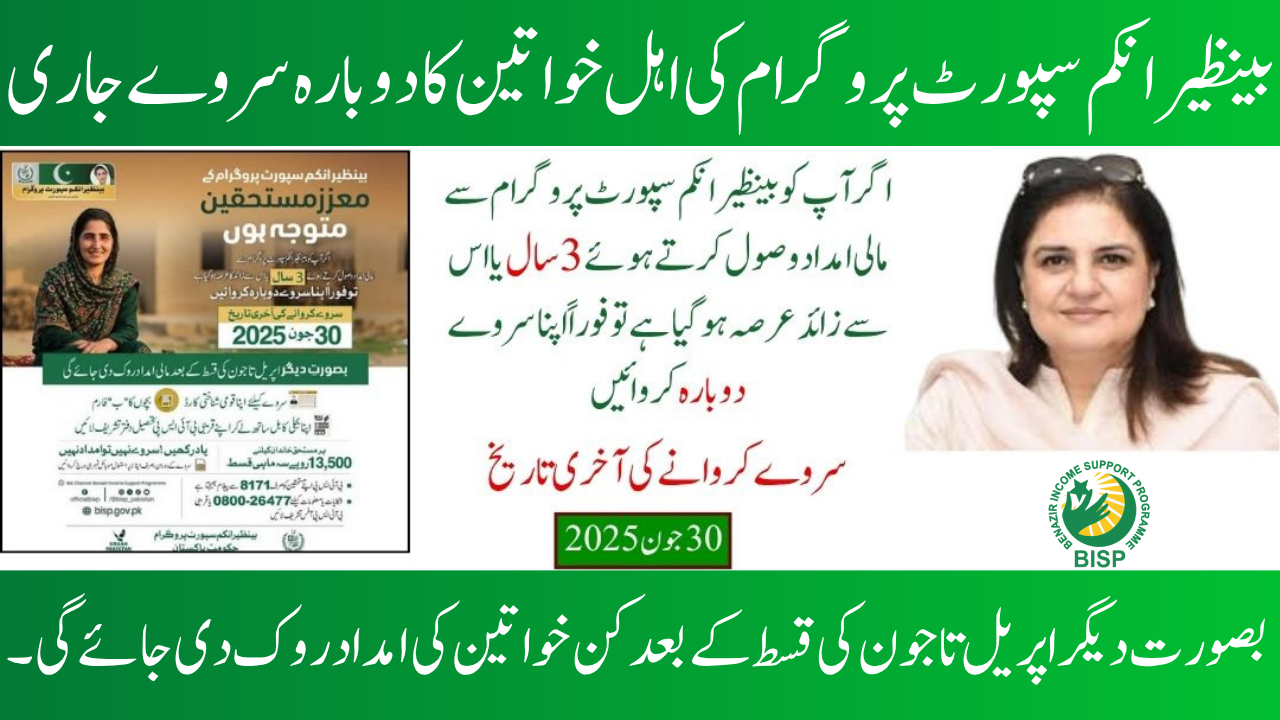 Re-survey of Benazir Income Support Program eligible women underway 2025